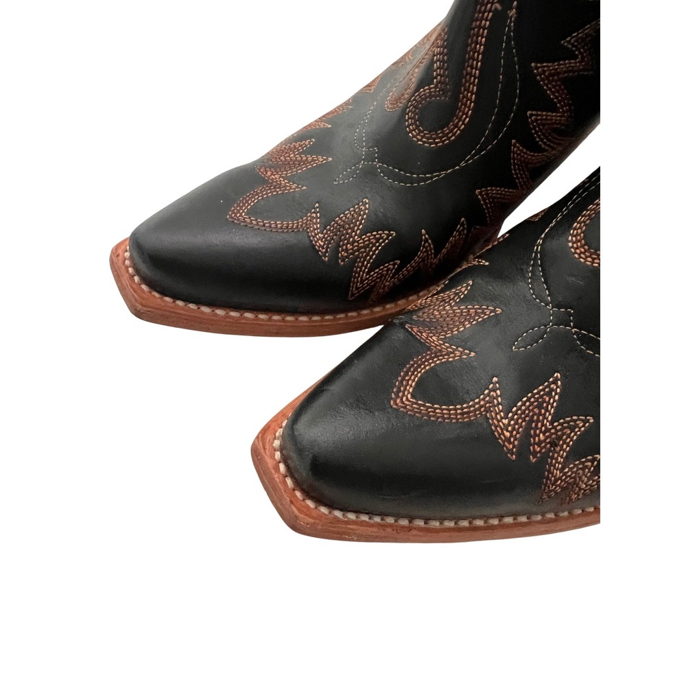 Ariat Women's 11B  Dixon Black Leather Western Ankle Booties Snip Toe Flames - Picture 9 of 12